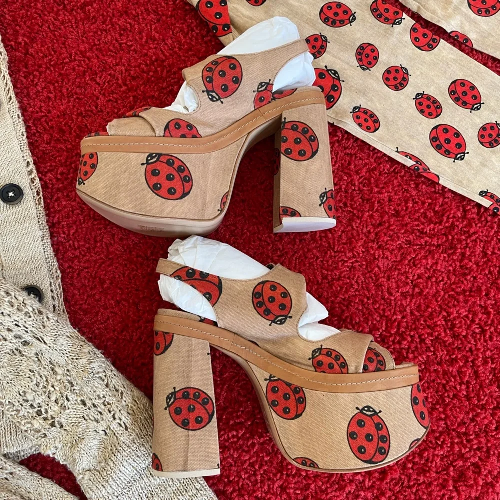 Brand NEW Vivienne Westwood SS17 CORONATION SANDAL LADYBIRD PRINTED CANVAS IT3… - Picture 16 of 16